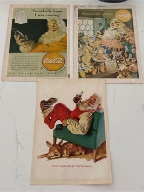 Vintage Coca-Cola Santa Magazine Ads Ephemera Paper Lot 1940s 1950s
